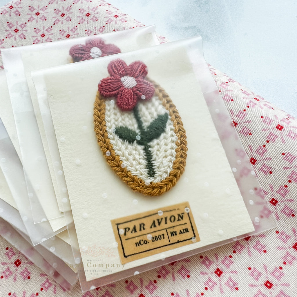 Rustic Red Flower Appliqué Sew-on Patch