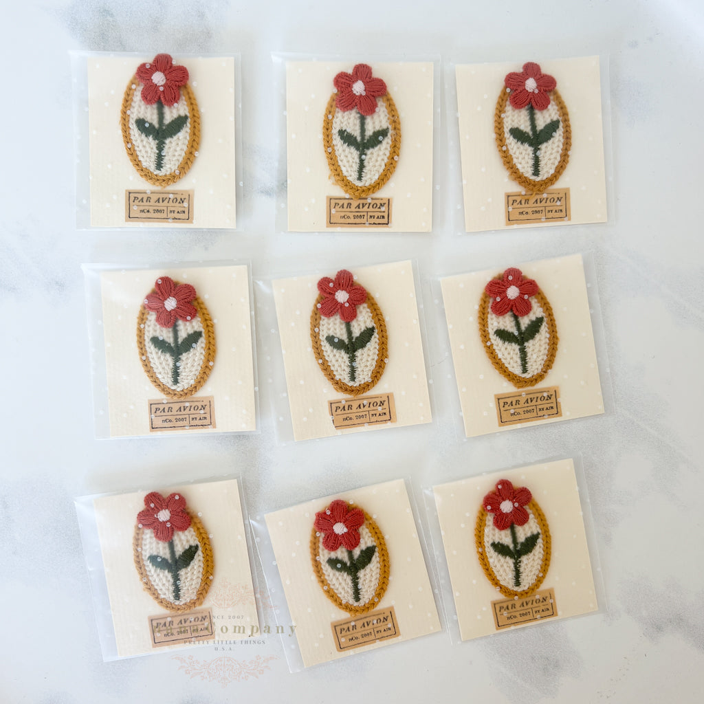 Rustic Red Flower Appliqué Sew-on Patch