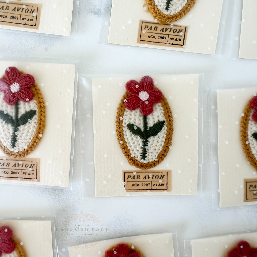 Rustic Red Flower Appliqué Sew-on Patch