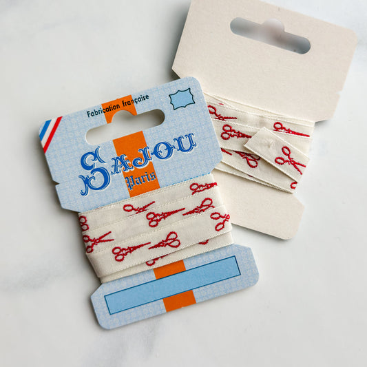 Sajou Cotton Ribbon Red Scissors on Card | One meter