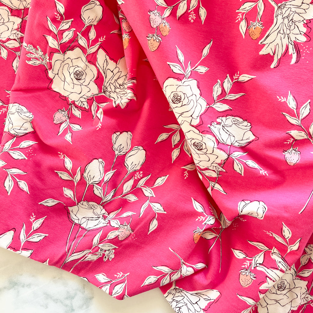 Pastoral- Fuschia KNIT fabric by Amy Sinibaldi | 1 yard