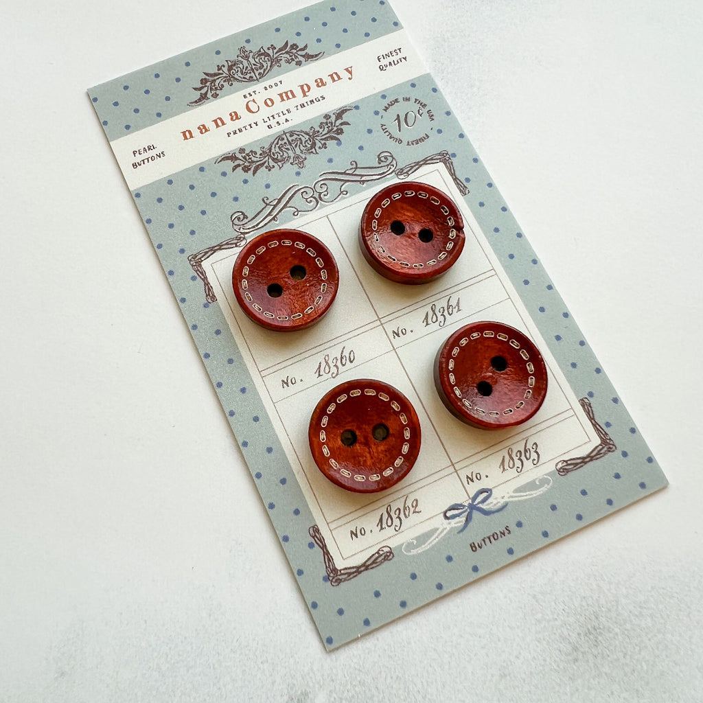 Stitched Mocha wood buttons | Set of 4