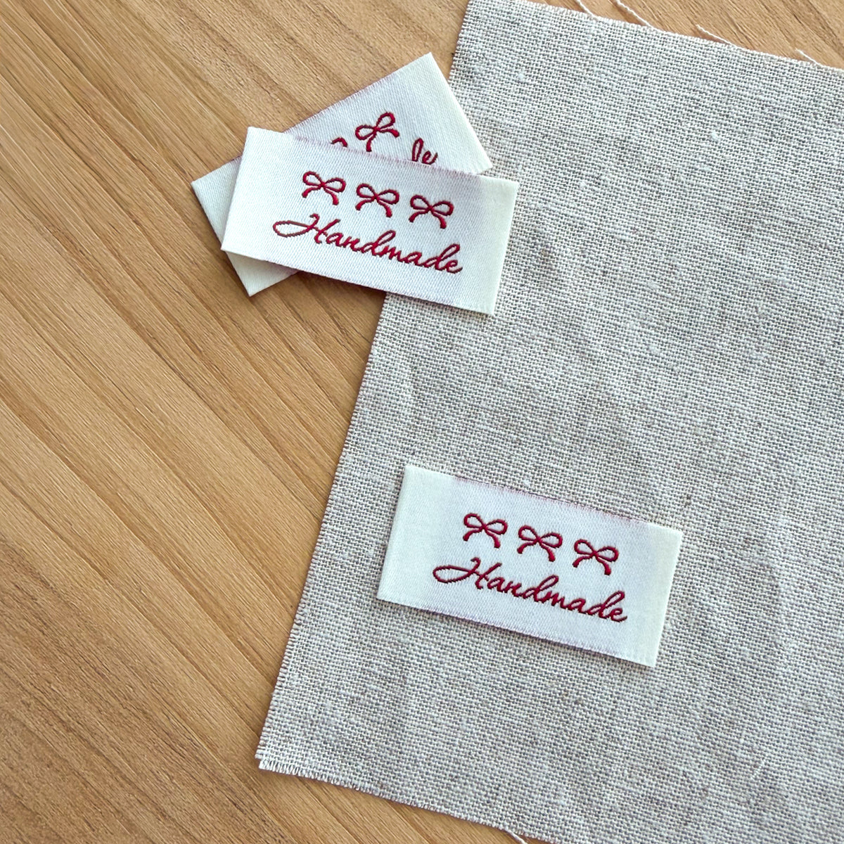 Three Red Bows Handmade Elegant Woven Labels | Three Labels