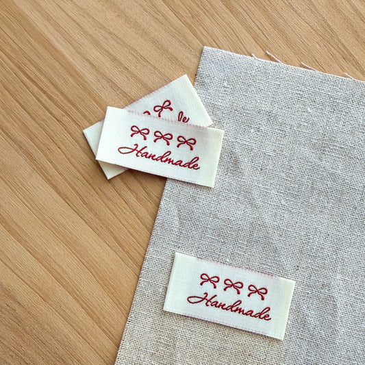 Three Red Bows Handmade Elegant Woven Labels | Three Labels
