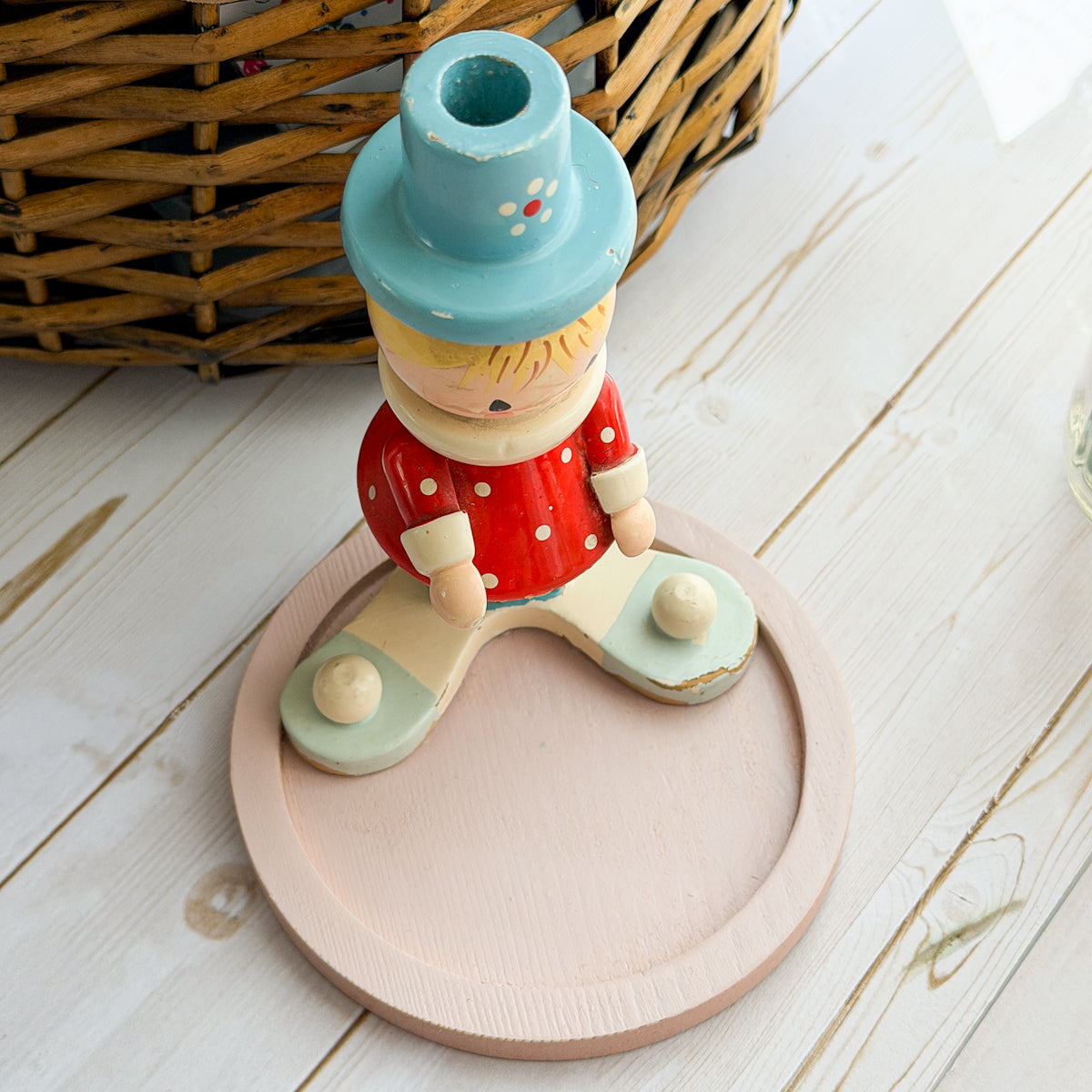 Vintage Wooden IRMI Figurine Notions Sewing Spool Tray