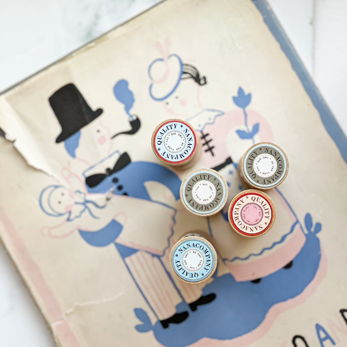 Floral Woven Ribbon - nanaCompany Wooden Bobbin | Choose style