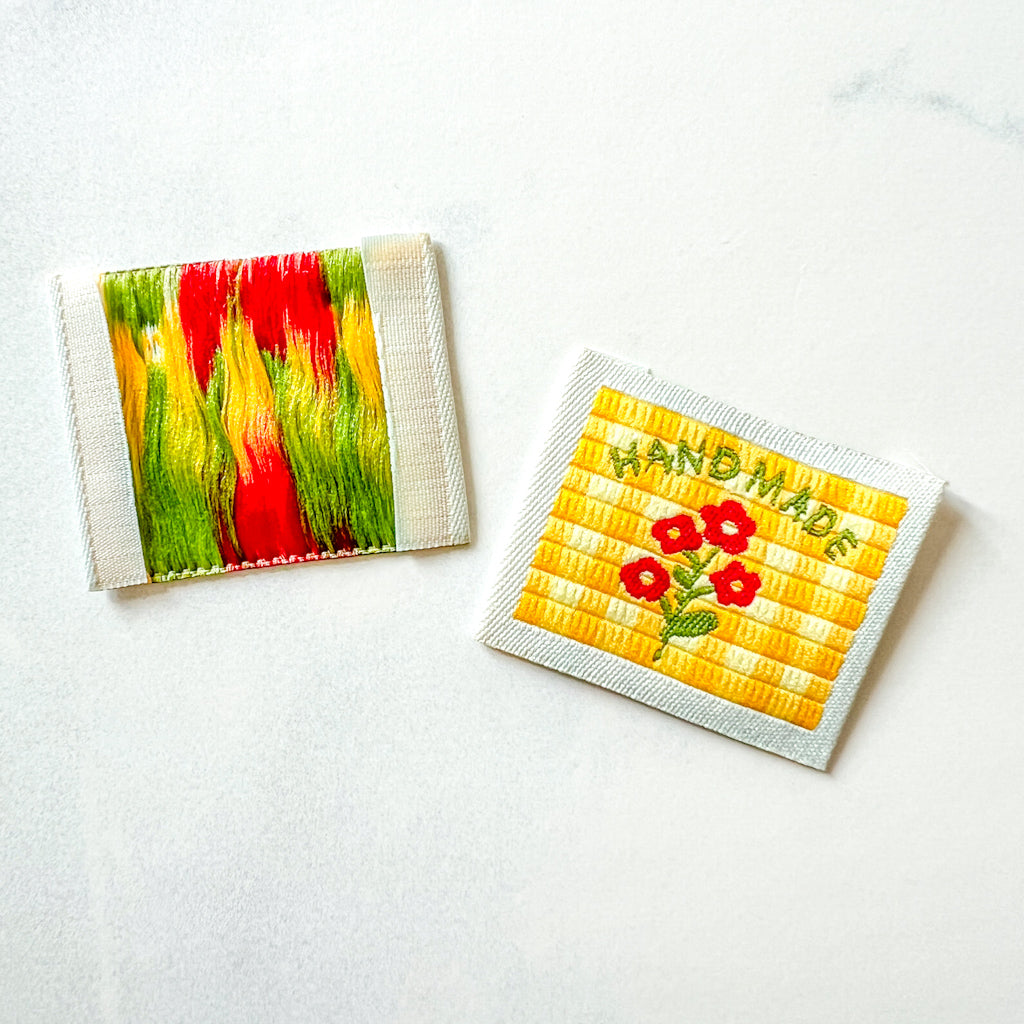 Yellow Flower Handmade Woven Labels | Set of three