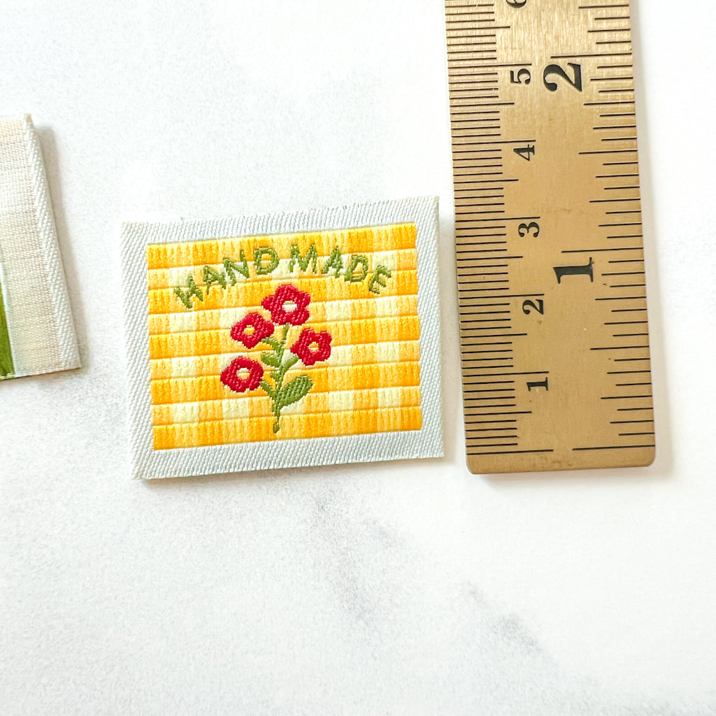 Yellow Flower Handmade Woven Labels | set of 3