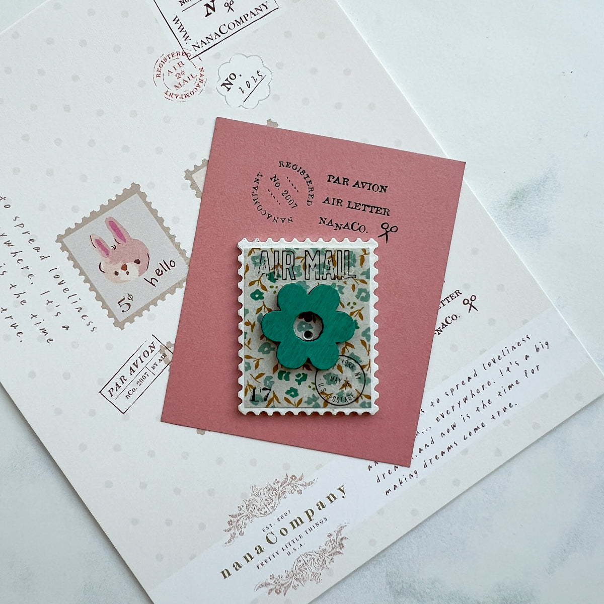 Handpainted Wood Stamp Button - One of a Kind