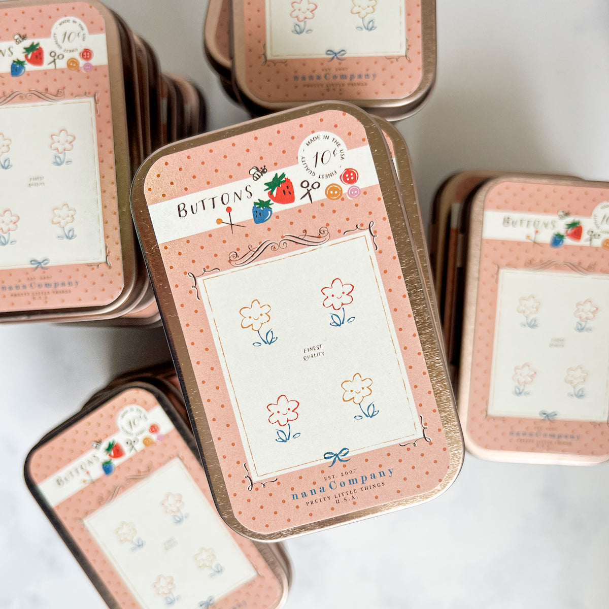 nanaCompany Buttons Card Sewing Tin Kit featuring Capybara scissors