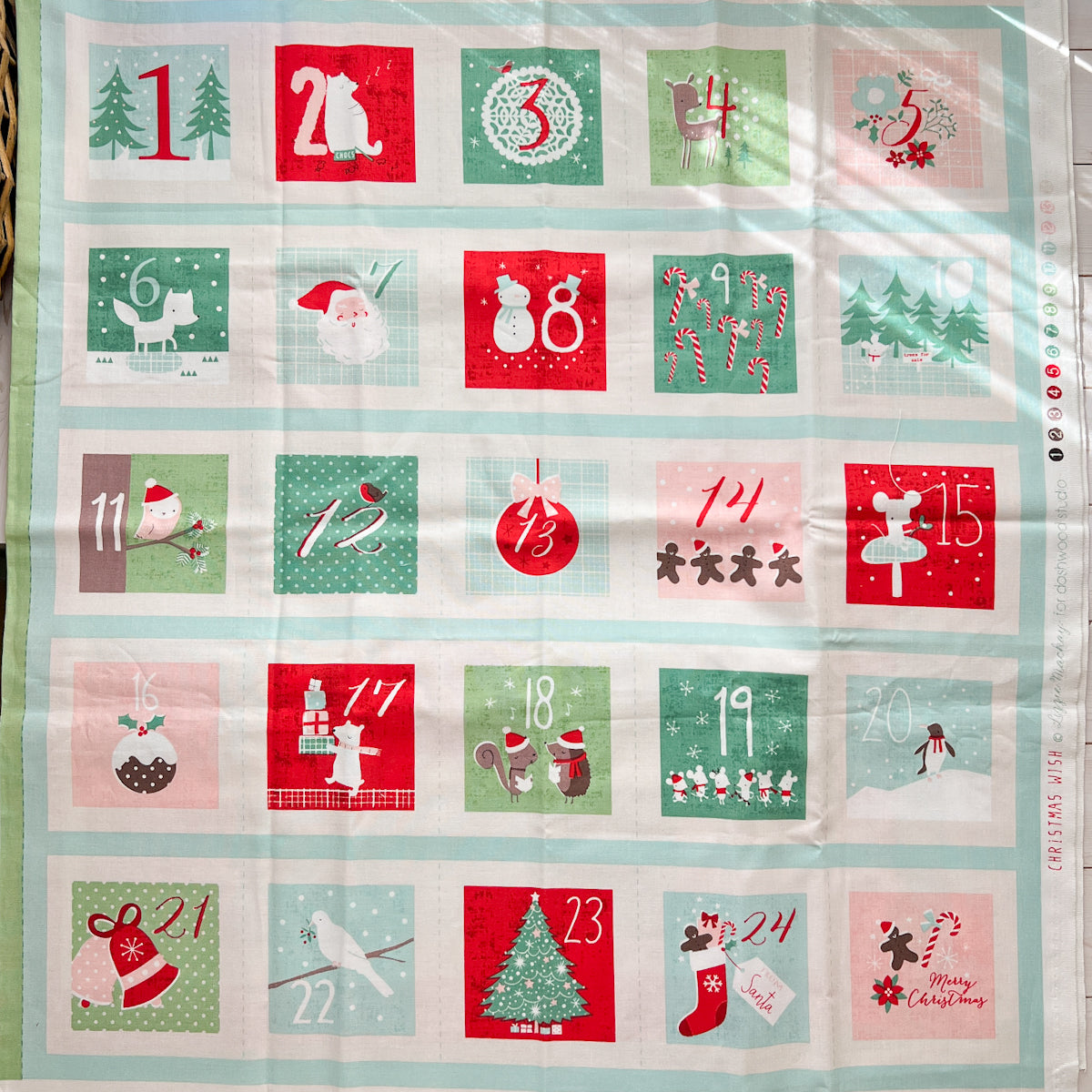 Adorable Advent Calendar Fabric Panel by Dashwood studios