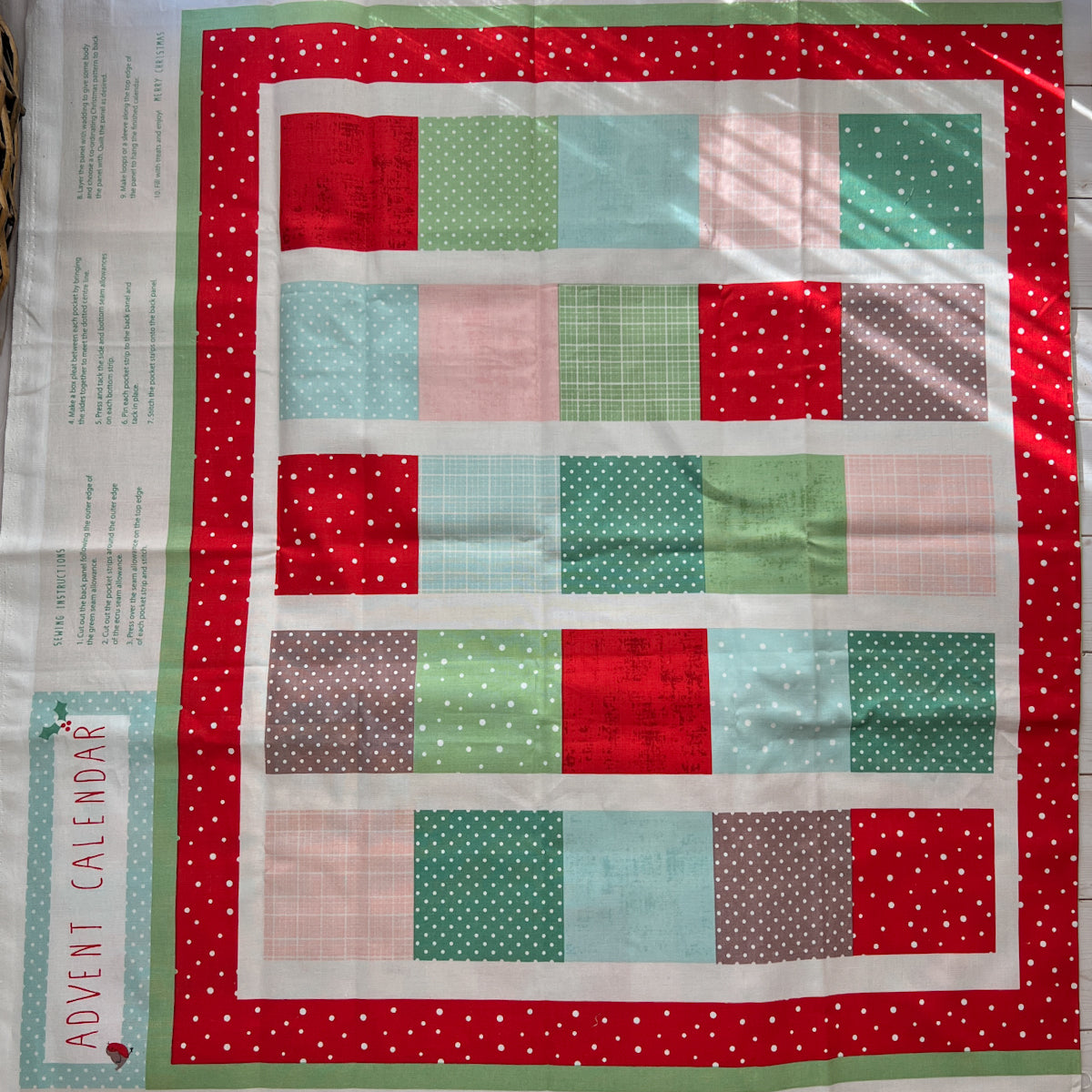 Adorable Advent Calendar Fabric Panel by Dashwood studios
