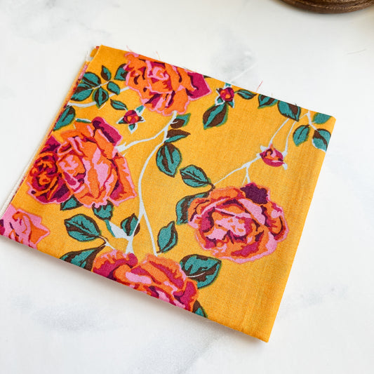 Anna Maria Mustard Rose fabric | Fat Quarter