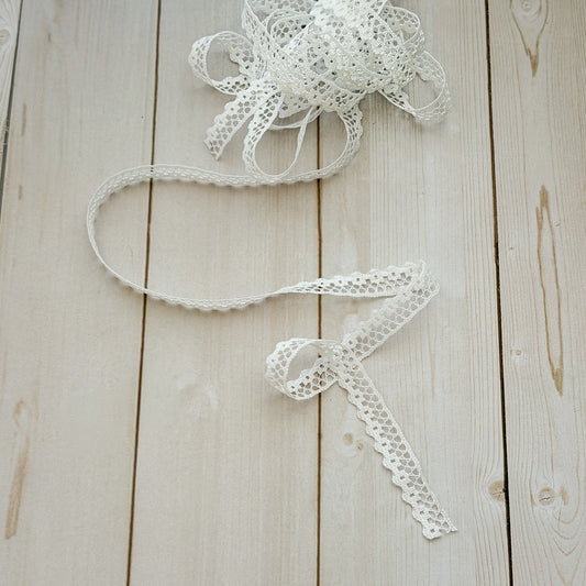 Antiqued Lace on a Decorative Kraft Bobbin| Two yards