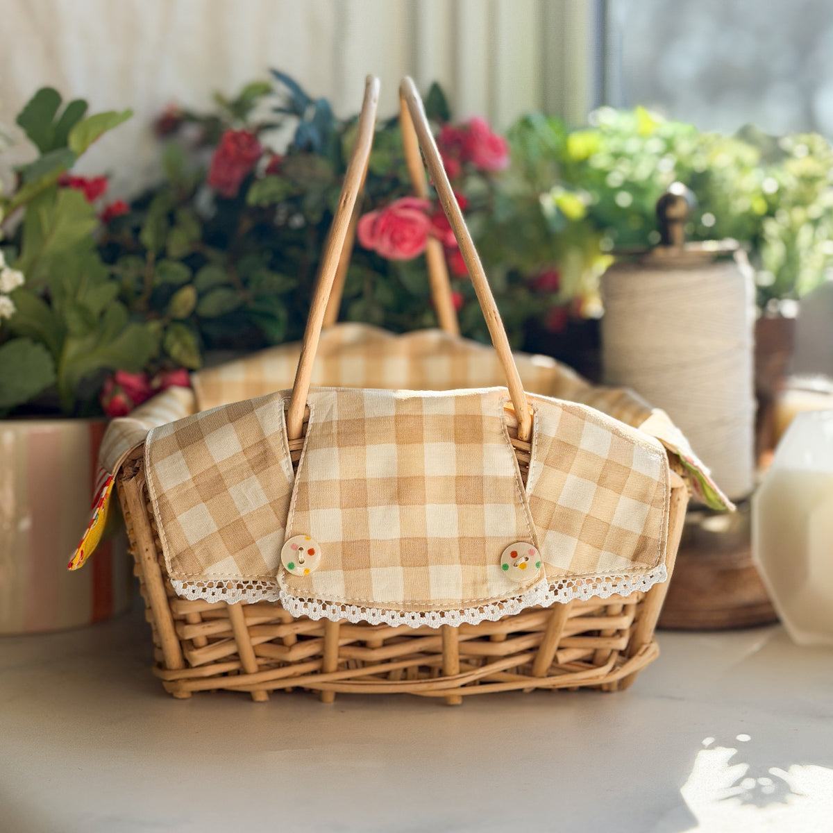 Antiqued Lace on a Decorative Kraft Bobbin| Two yards