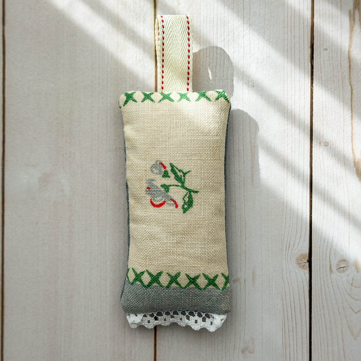 Antiqued Lace on a Decorative Kraft Bobbin| Two yards