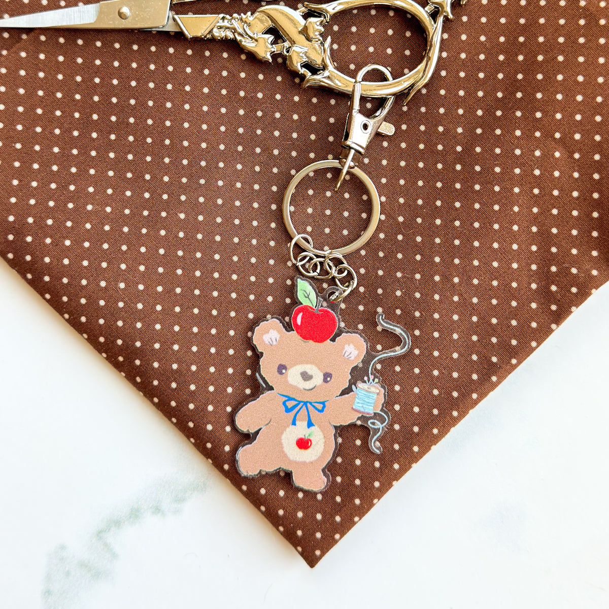 Apple Bear Acrylic Zipper Pull Keychain Charm with Clasp - nanaCompany Limited Edition