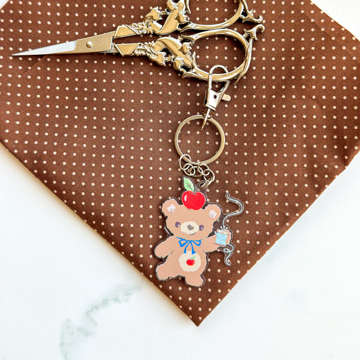Apple Bear Acrylic Zipper Pull Keychain Charm with Clasp - nanaCompany Limited Edition