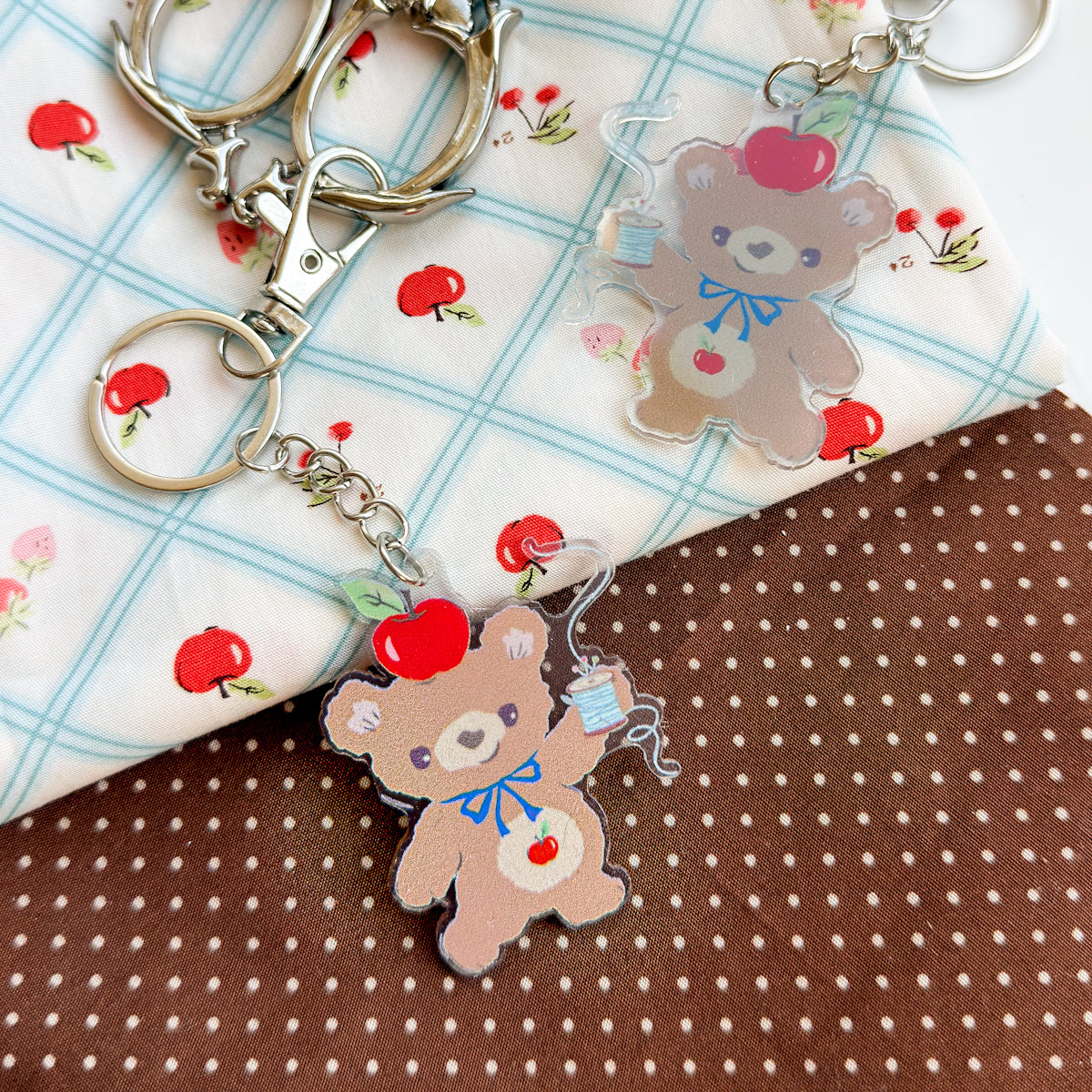 Apple Bear Acrylic Zipper Pull Keychain Charm with Clasp - nanaCompany Limited Edition