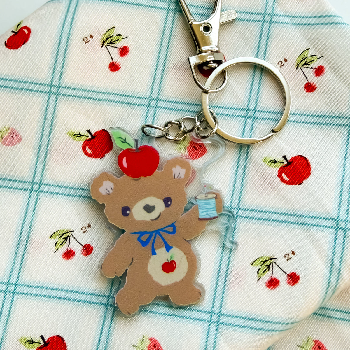 Apple Bear Acrylic Zipper Pull Keychain Charm with Clasp - nanaCompany Limited Edition