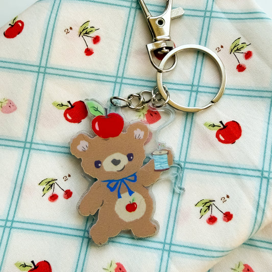 Apple Bear Acrylic Zipper Pull Keychain Charm with Clasp - nanaCompany Limited Edition