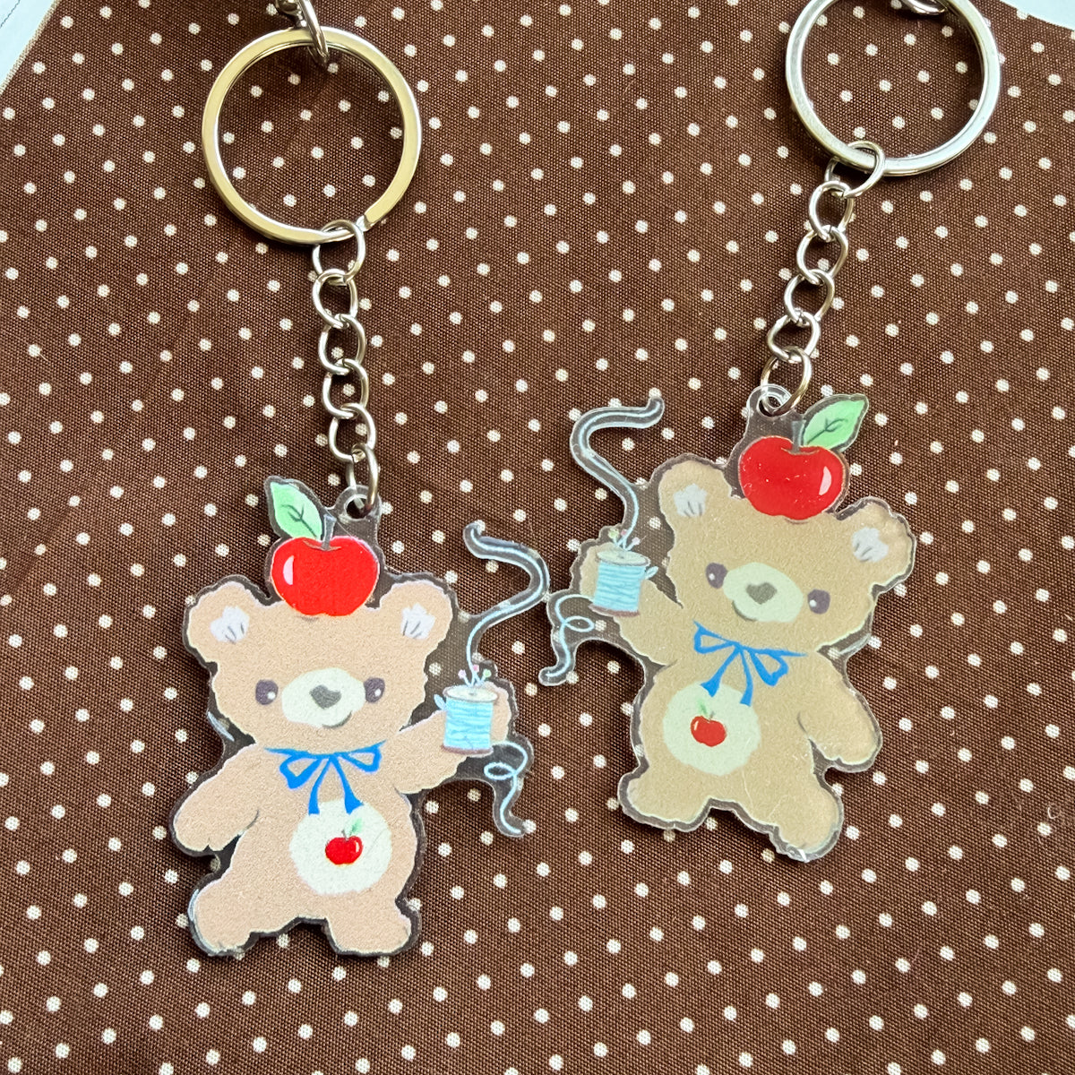 Apple Bear Acrylic Zipper Pull Keychain Charm with Clasp - nanaCompany Limited Edition