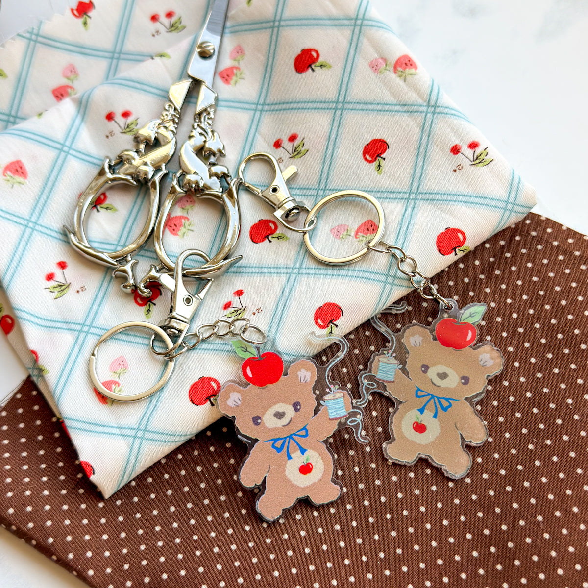 Apple Bear Acrylic Zipper Pull Keychain Charm with Clasp - nanaCompany Limited Edition