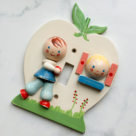 Charming Vintage Painted Apple Boy & Girl Switch Cover Children Decor