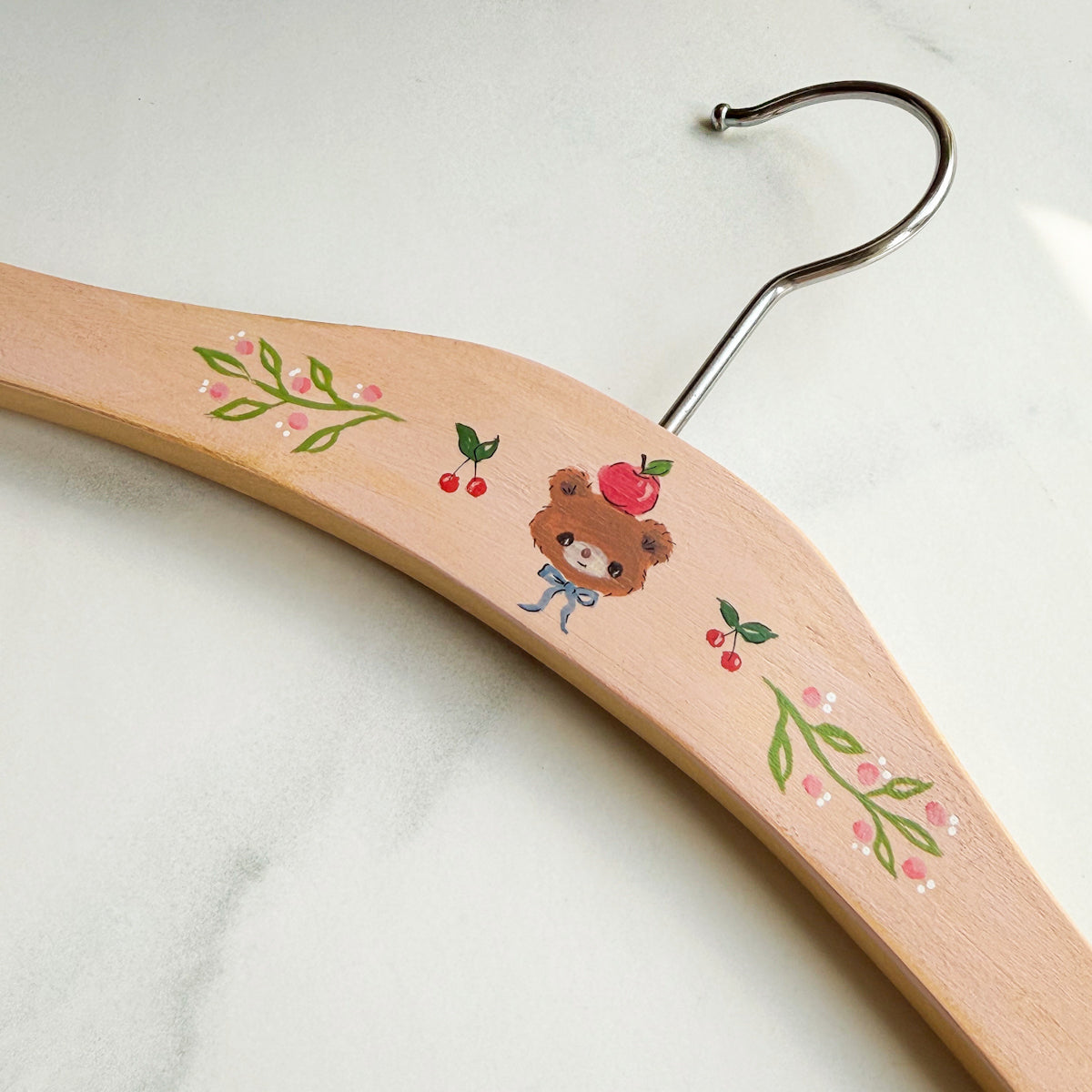 Sweet Vintage Look Hand-painted Wood Baby Child Hanger | Choose Bear or Cat
