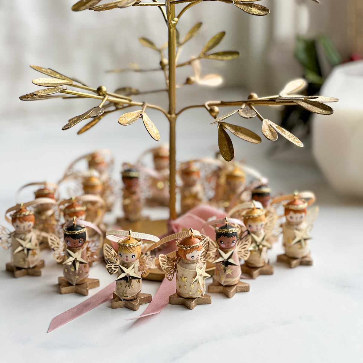 Hand Painted Christmas Fairy Baby Angels on a Star | Choose Color