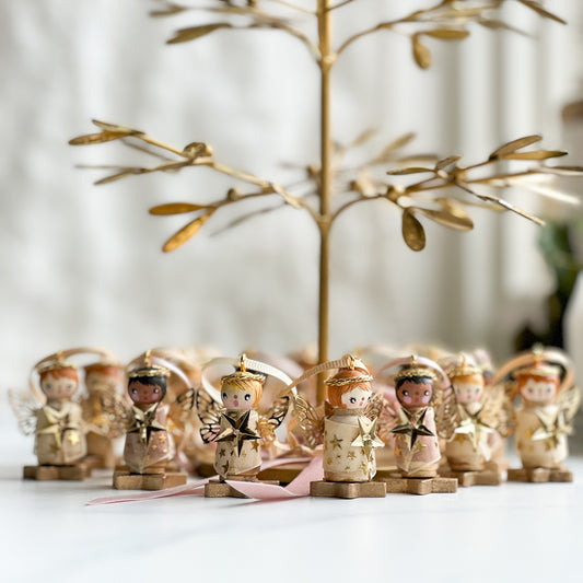 Hand Painted Christmas Fairy Baby Angels on a Star | Choose Color