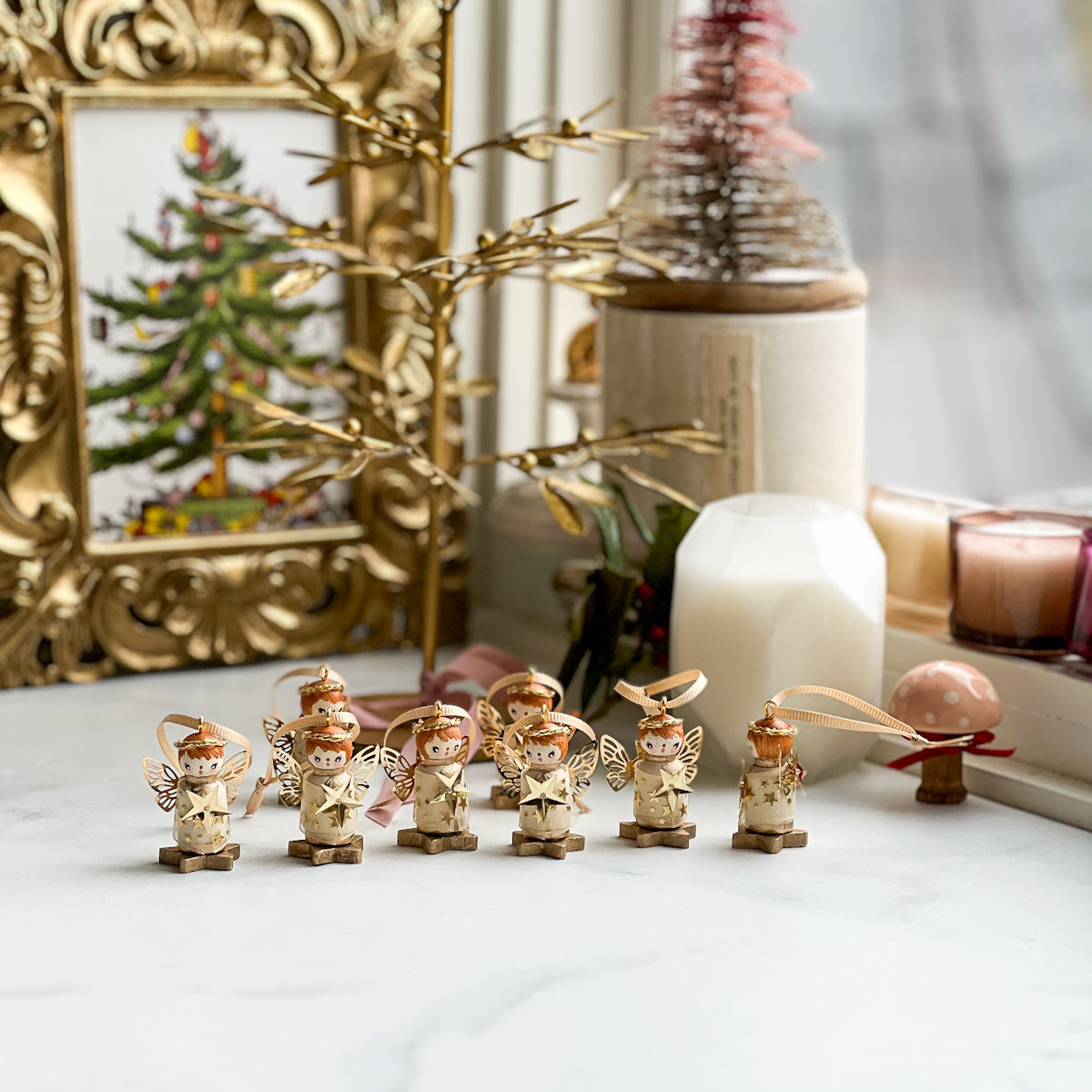 Hand Painted Christmas Fairy Baby Angels on a Star | Choose Color