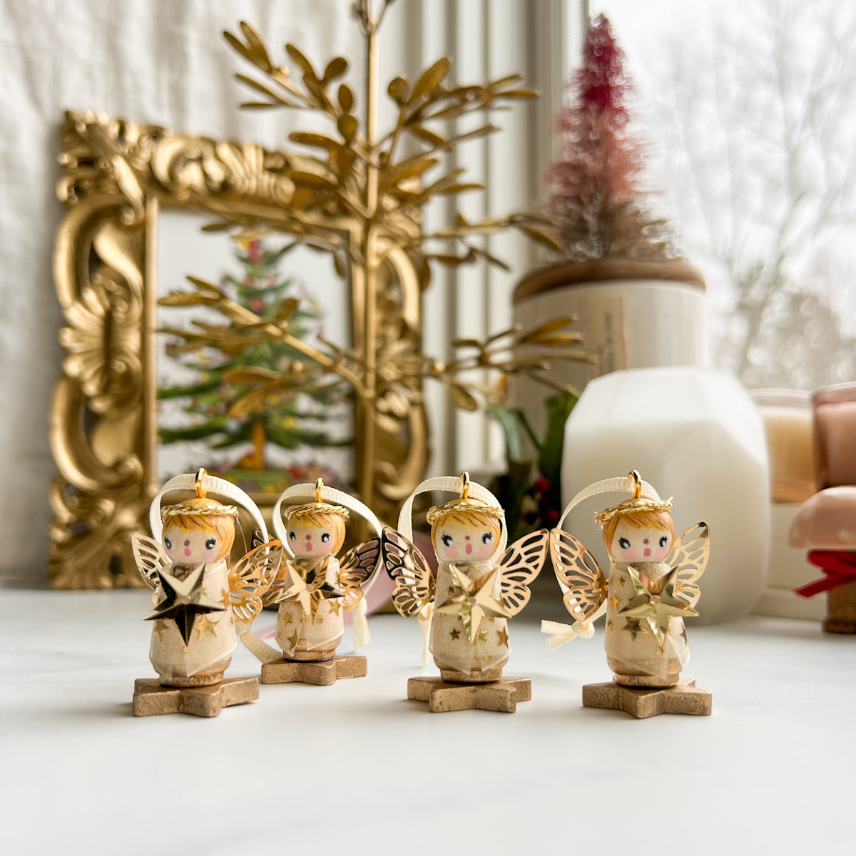 Hand Painted Christmas Fairy Baby Angels on a Star | Choose Color
