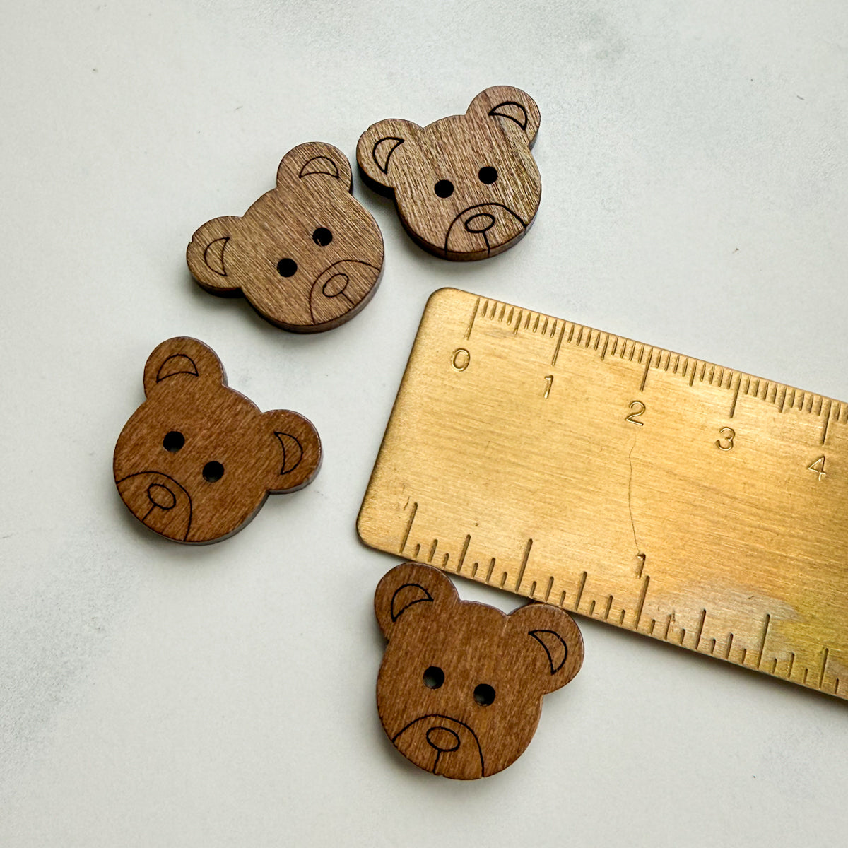 Big Brown Bear wood buttons | Set of four