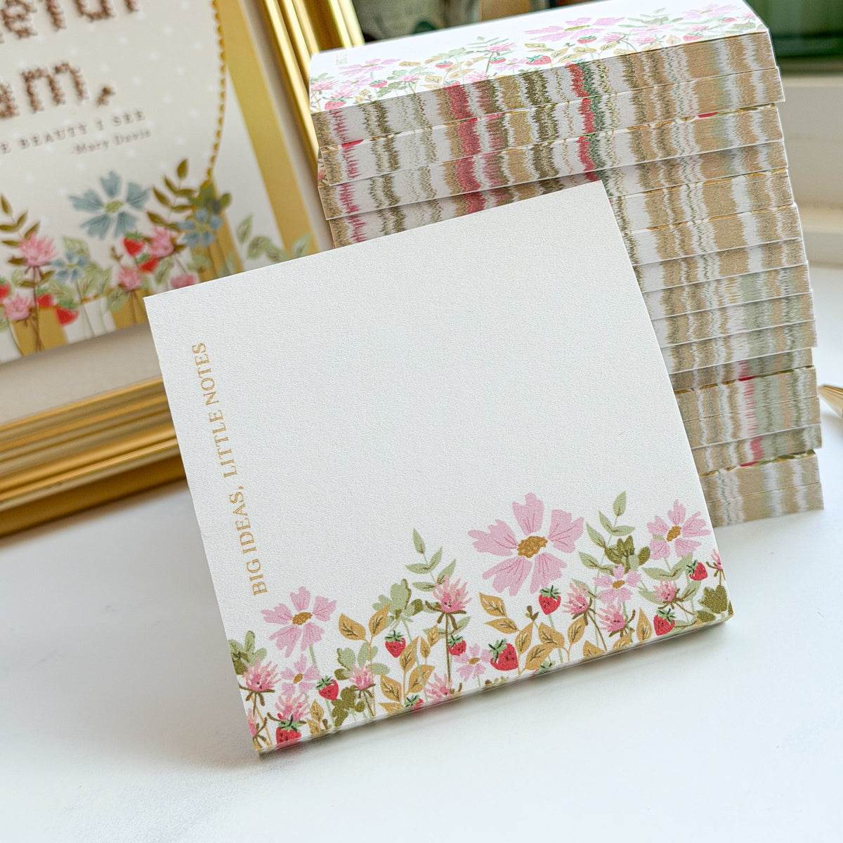 Big Ideas, Little Notes | Fifty sheet Strawberry Floral Post-it Note pad