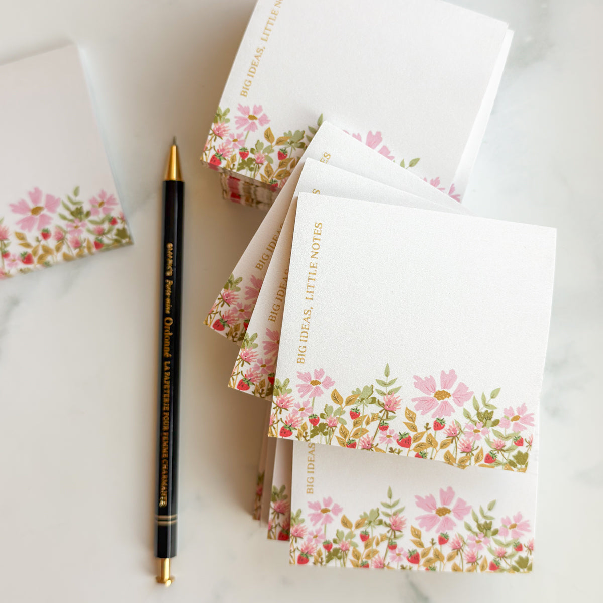Big Ideas, Little Notes | Fifty sheet Strawberry Floral Post-it Note pad