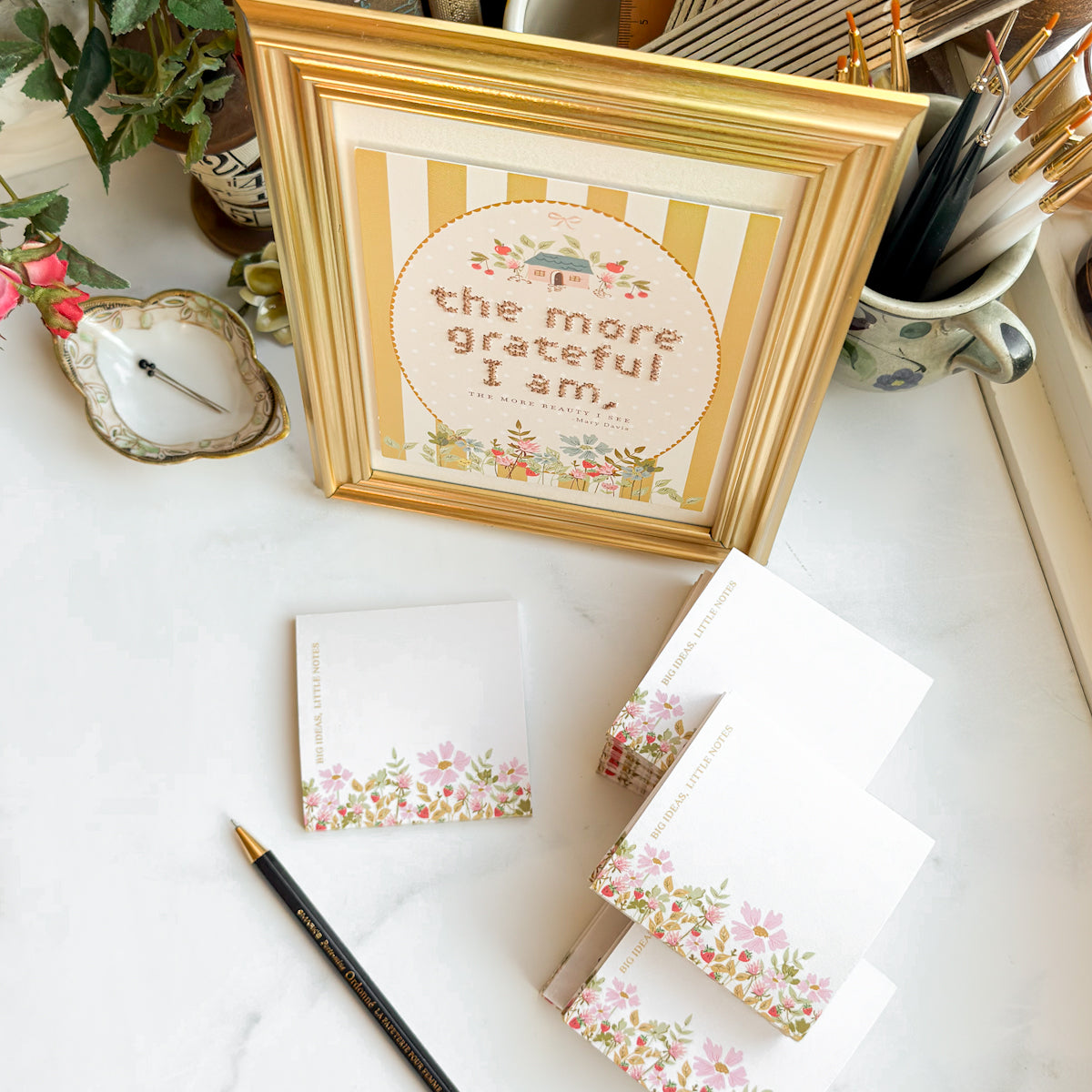 Big Ideas, Little Notes | Fifty sheet Strawberry Floral Post-it Note pad