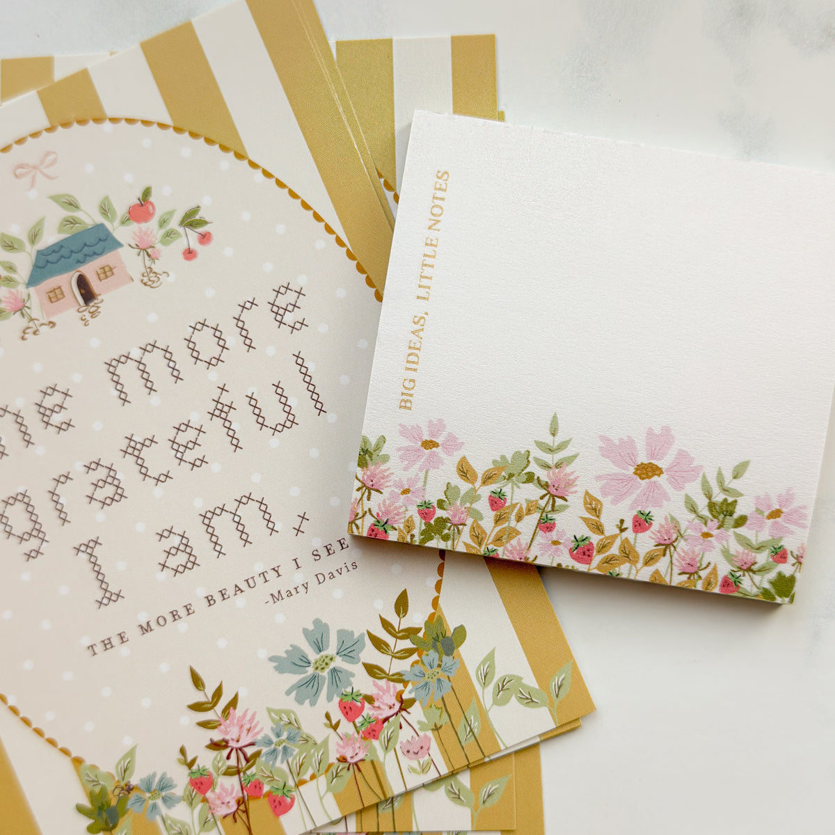 Big Ideas, Little Notes | Fifty sheet Strawberry Floral Post-it Note pad