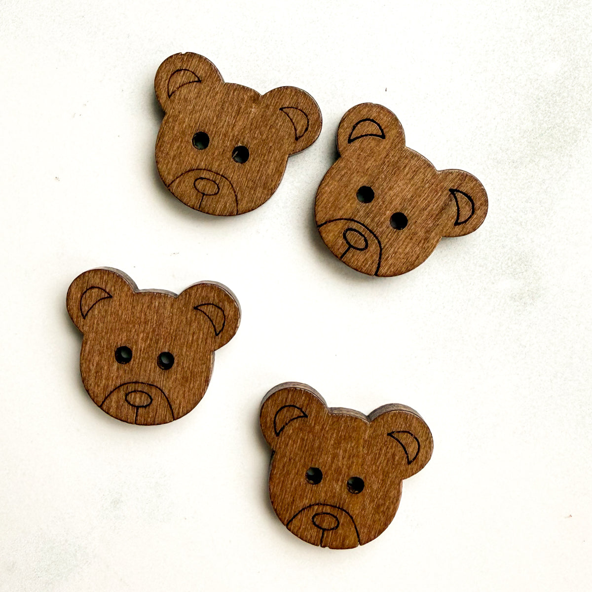 Big Brown Bear wood buttons | Set of four