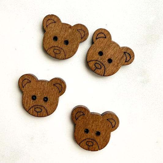 Big Brown Bear wood buttons | Set of four