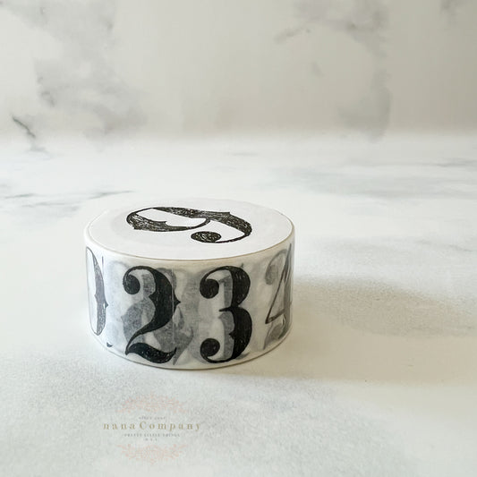 Black Type Numeral Washi Tape