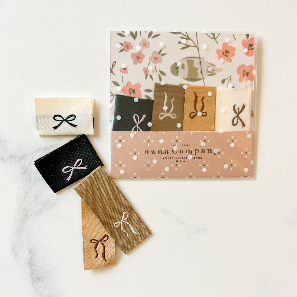 Set of Bows woven labels | set of 4 | one label of each style