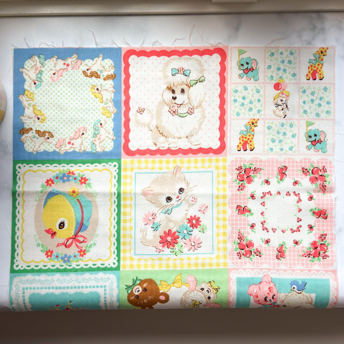 Candy Party Cute Animal Double Gauze Fabric 12-block Panel by Kokka