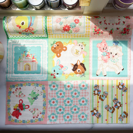 Candy Party Cute Animal Double Gauze Fabric 12-block Panel by Kokka