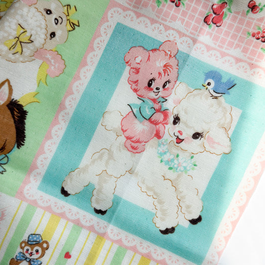 Candy Party Cute Animal Double Gauze Fabric 12-block Panel by Kokka