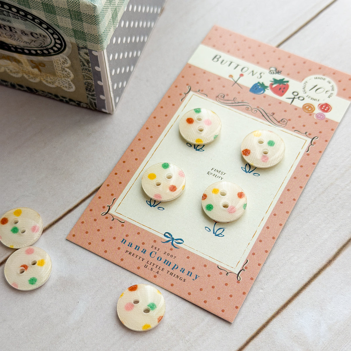 Candy Dot Resin Buttons | Set of four