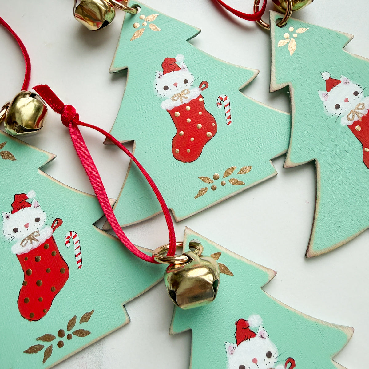 Candy Cane Christmas Stocking Stuffer Ornaments - Choose Style Bunny, Kitty, Bear