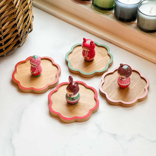 Hand Painted Strawberry/Cherry Girl Thread Spool Wood Tray | Choose Style