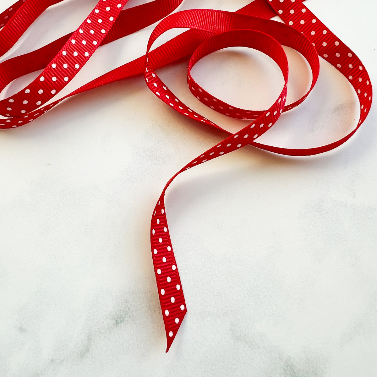 Red White Polka Dot Ribbon - nanaCompany Wooden Bobbin