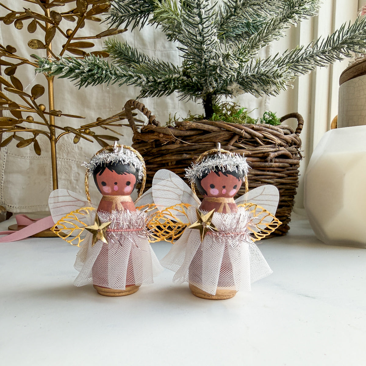 Hand Painted Christmas Angel Ornaments | Choose Color